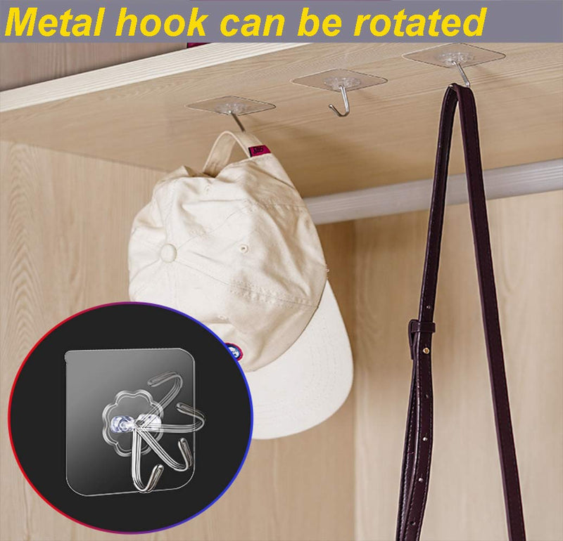 Adhesive Hooks , Transparent Reusable Utility Hooks Heavy Duty Wall Hooks 13lb(Max) Seamless Hooks Waterproof and Oil Proof for Kitchen Bathroom and Kitchen (12) 12