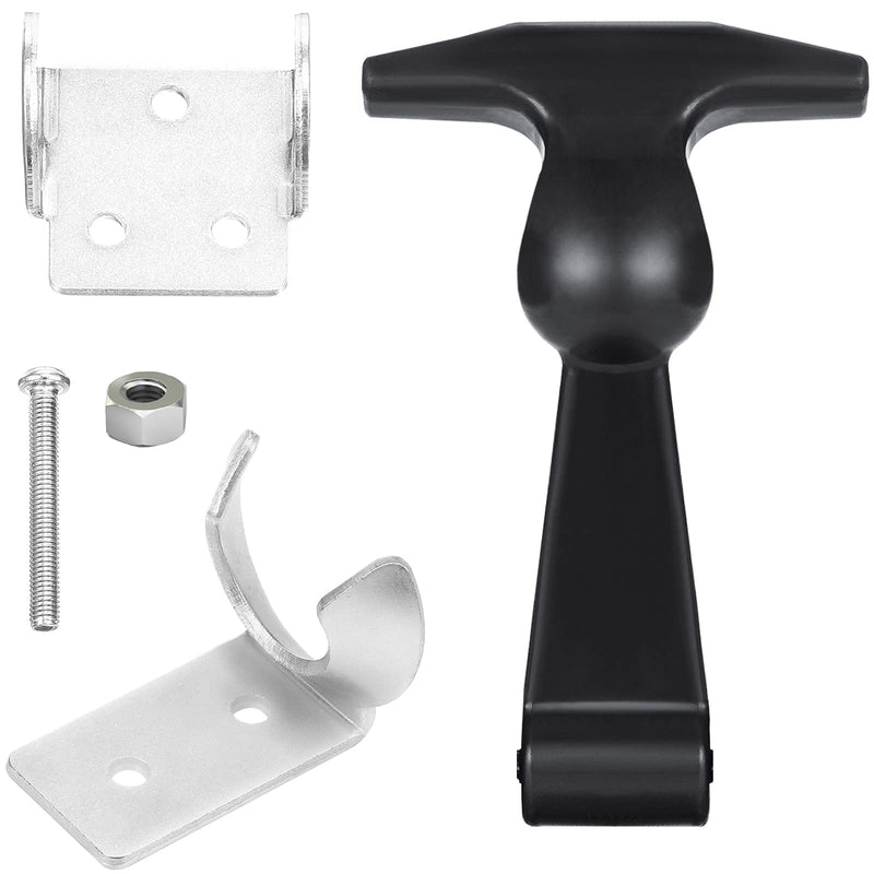 Elastic Stainless Steel Rubber Hood Catch Flexible T-Handle Hasp Rubber Flexible Draw Latches with Brackets for Tool Box, Vehicle Engine, Hood (4) 4