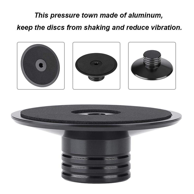 Serounder Record Weight Stabilizer, Vinyl Turntable Record Clamp Disc Stabilizer Aluminum Vibration Reducer for LP Vinyl Record Weight Player(Black)