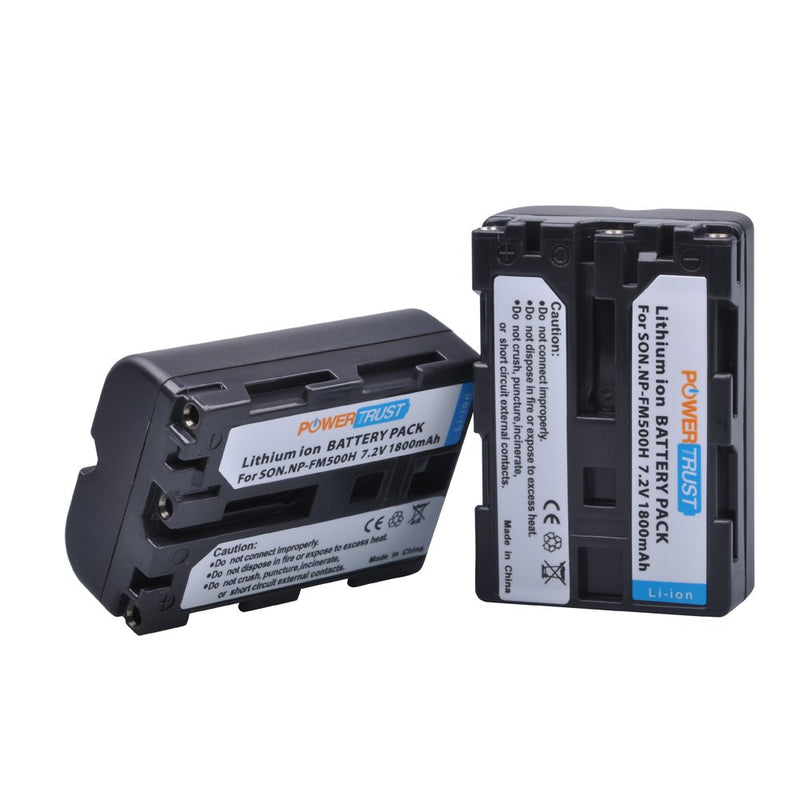 PowerTrust 2 Pack NP-FM500H Camera Battery and LCD USB Charger for Sony A57, A58, A65, A77, A99, A200, A350, A450, A550, A560, A700, A580, A900