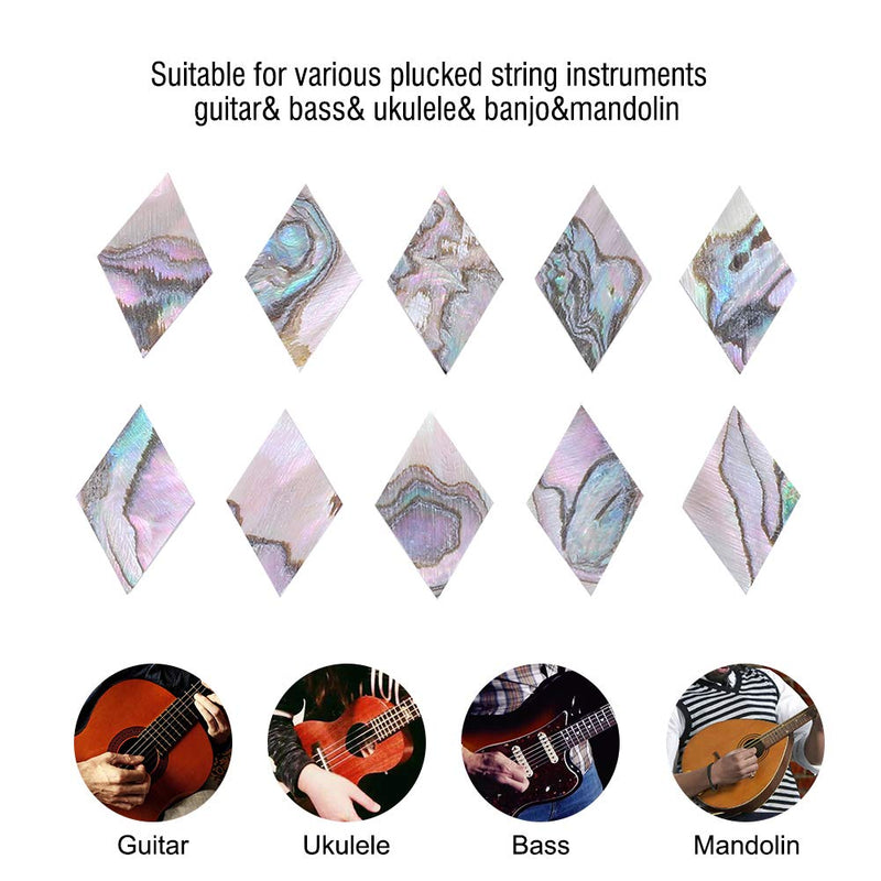10Pcs Guitar Inlay, 8mm Rhombus Shape Fretboard Position Mark Inlay Dots for Guitar Bass Ukulele