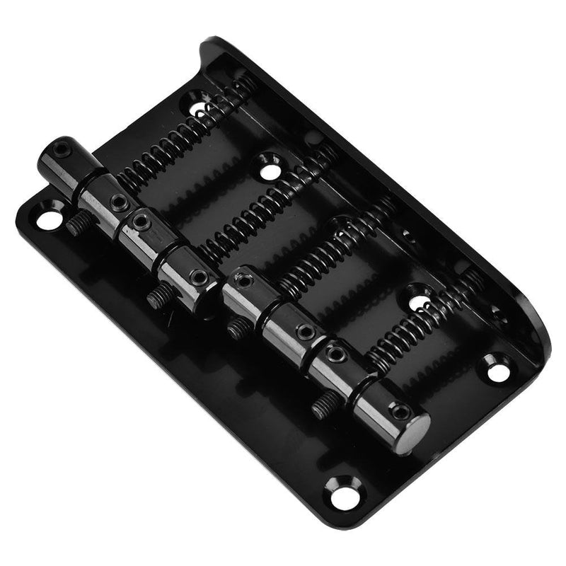 Tbest 4 String Bass Guitar Bridge, Professional Metal Four-String Bass Bridge for 4-String Electric Bass Guitar Black