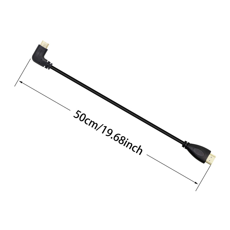 CERRXIAN 50cm 19.6inch High Speed Gold Plated Mini HDMI Right Angle Male to HDMI Male Cable (Black) R