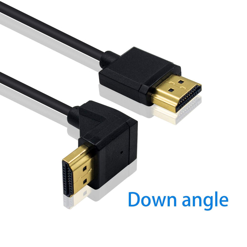 Duttek 4K HDMI Cable, HDMI to HDMI Cable, Extremely Thin Down Angled HDMI Male to Male Extender Cable for 3D and 4K Ultra HD TV Stick HDMI 2.0 Cord 0.15M/ 6 Inch Down Angled 15cm