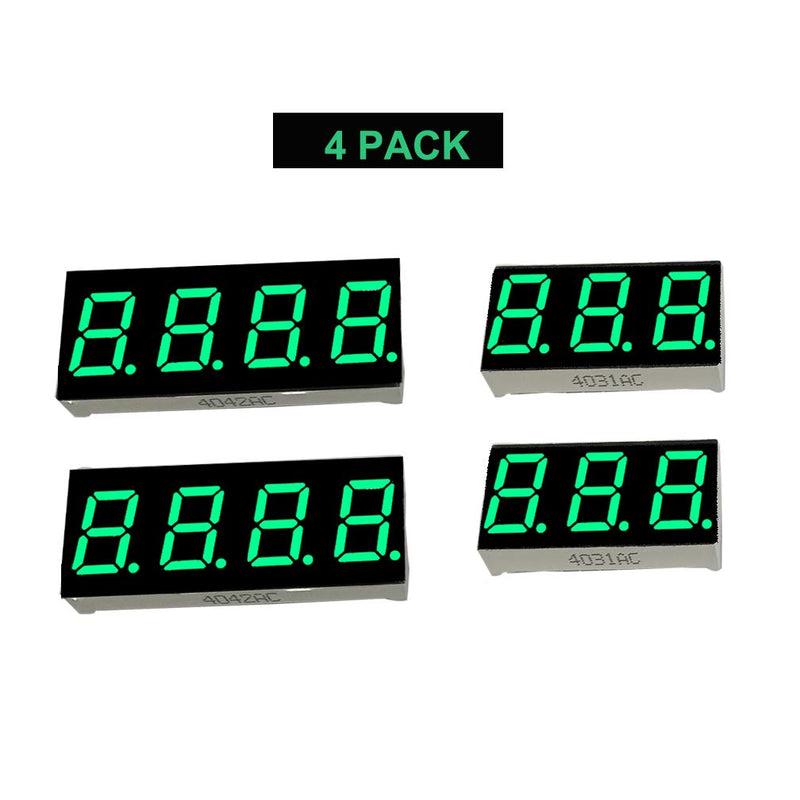 Bright Green 0.63 Inch 7 Segment 12 Pin Led Display 4Bit &3 Bit Common Cathode Display Tube for DIY, Research 4 Pack.