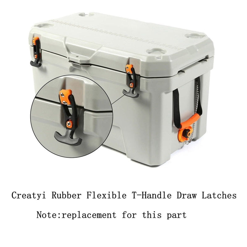 Creatyi 2 PCS Latest Model 6.3'' Rubber Flexible T-Handle Draw Latches,for Tool Box,Cooler, Golf Cart, Engineering Machine Hood or Farm Machinery Style 1