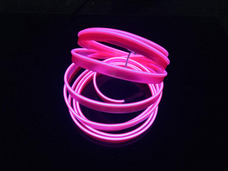 Kmruazre Neon Light El Wire with USB Neon Glowing Strobing Electroluminescent Wire for Parties Halloween Christmas Xmas Festival Car Decoration 2m/6ft(Pink)