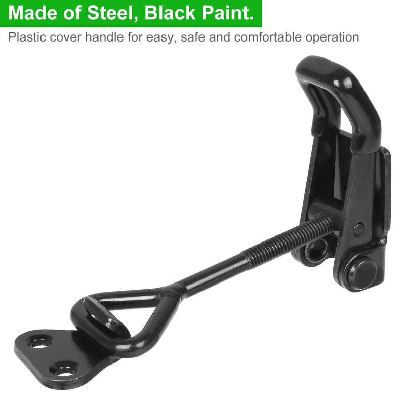 6Pack Adjustable Toggle Latch Clamp 550 lbs Holding Capacity Toggle Latch Hasp Clamp GH-4002 Quick Release Pull Latch Black Metal Draw Latch for Door, Box Case Trunk, Smoker Door, Jig Black-6pcs -550lbs