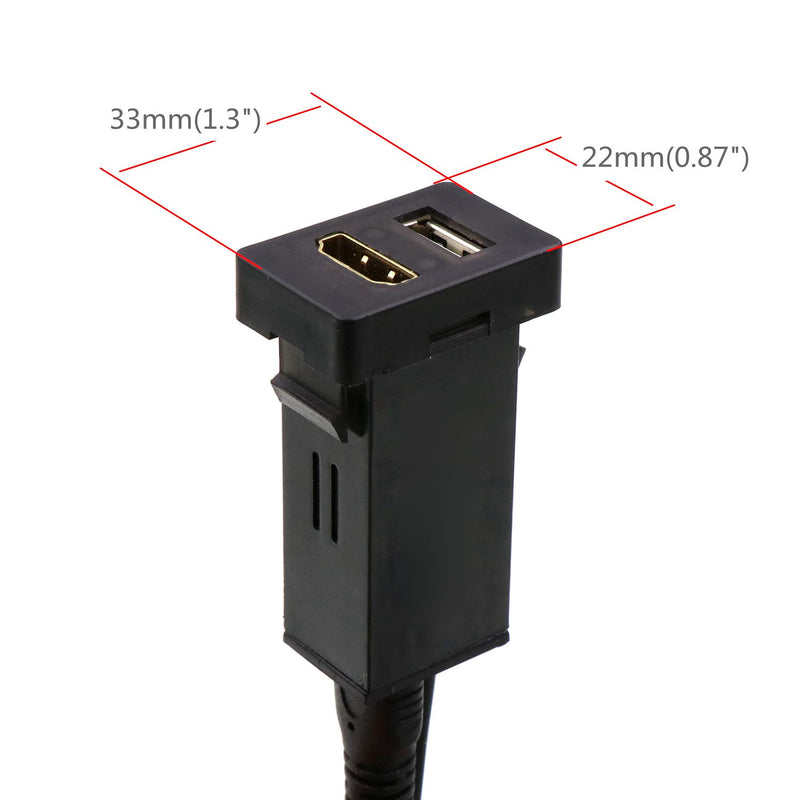 HDMI Socket Mount Cable + QC3.0 Quick Charge Car Charger USB Adapter Use for Toyota