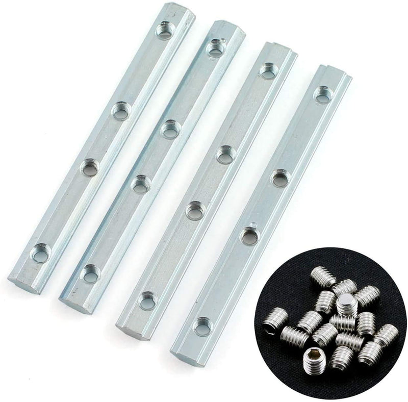 PZRT 4-Pack 2020 Series Aluminum Profile Straight Line Connector,Length 3.9 Inch Bracket Fastener with M5 Screw,for T Slot 6mm Aluminum Extrusion Profile Connect Parts
