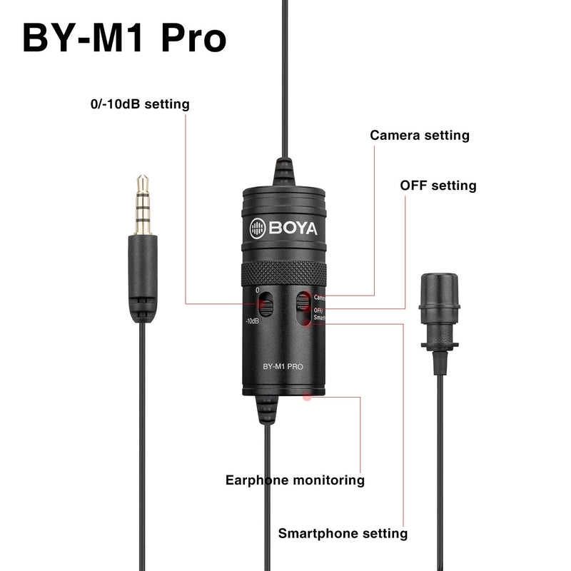 [AUSTRALIA] - BOYA by-M1 Pro Omnidirectional Lavalier Microphone Clip-on Lapel Mic for Smartphones, DSLRs, Camcorders, Audio Recorders, PC Recording 