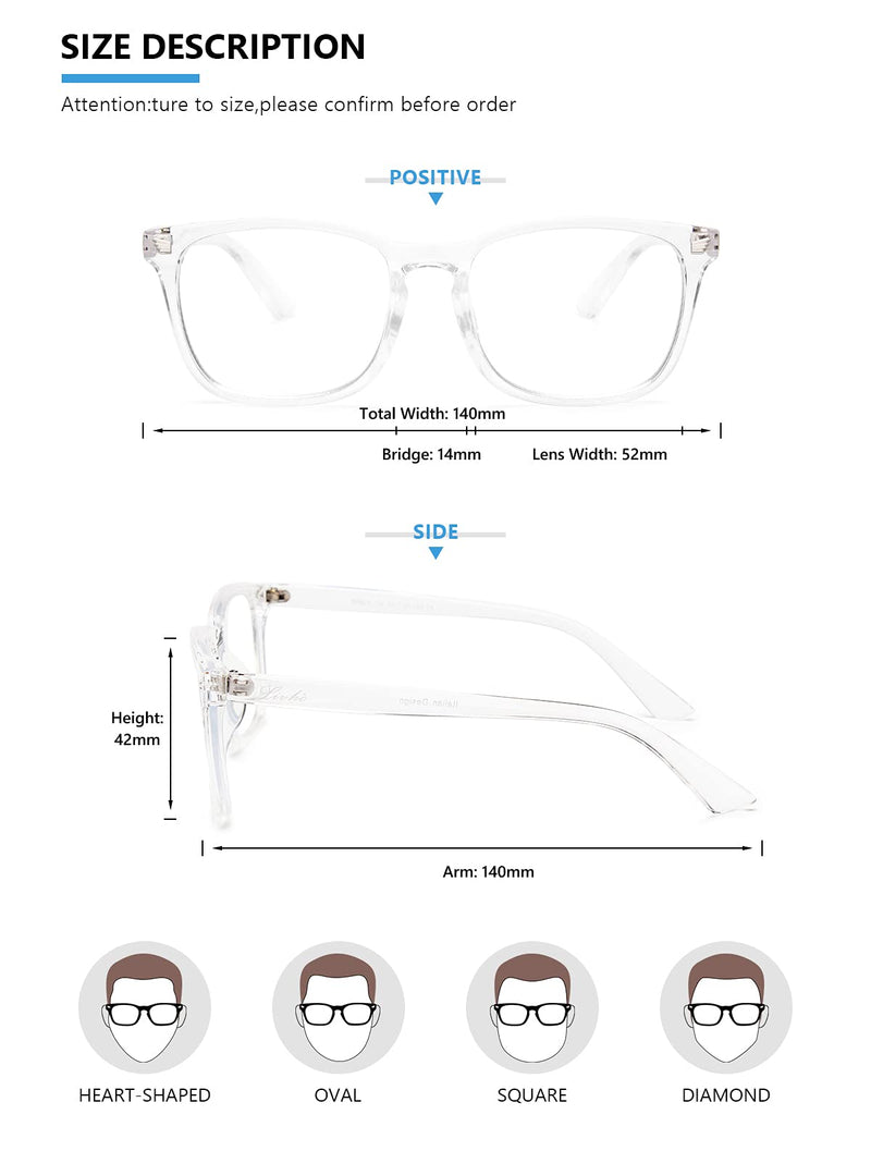 Livho Blue Light Blocking Glasses, Computer Reading/Gaming/TV/Phones Glasses for Women Men,Anti Eyestrain & UV Glare LI8081 Clear