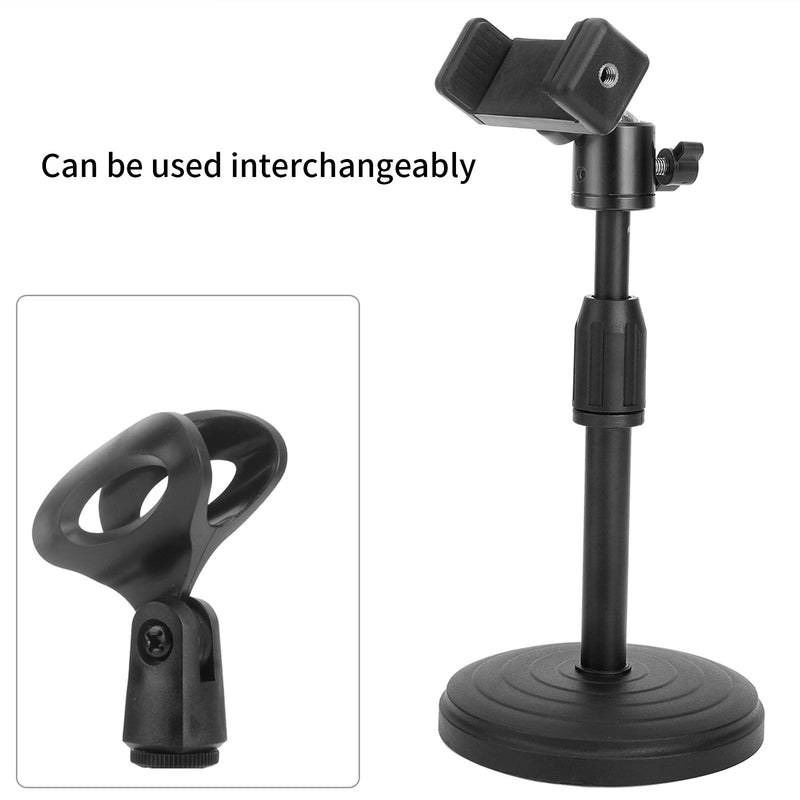 DIOKAYI Desktop Microphone Stand，No-slip Heavy Duty Base Adjustable Detachable Mic Cellphone Stand for Filming Podcast DJ Karaoke Podcasting Broadcast Recording