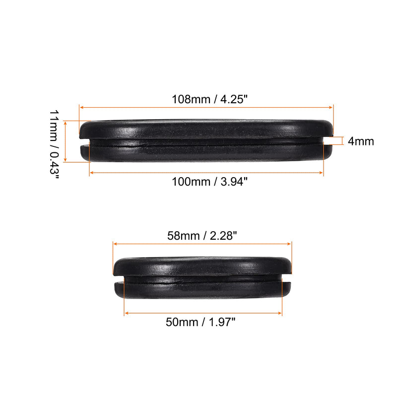 MECCANIXITY Rubber Grommet Mount Size 100 x 50 mm Oval Double-Sided for Wire Protection Pack of 4