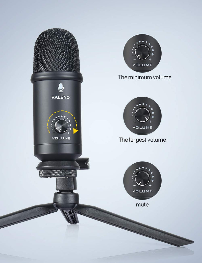 [AUSTRALIA] - USB Microphone for Computer, RALENO Professional Studio Cardioid Condenser Mic Kit Compatible with Mac PC Laptop for Skype YouTube Teaching Gaming Recording. 