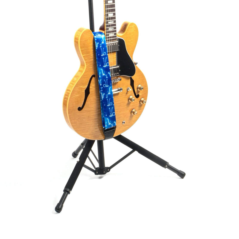 KLIQ Vintage Woven Artist Series Guitar Strap for Acoustic and Electric Guitars + 2 Free Rubber Strap Locks, 2 Free Guitar Picks and 1 Free Lace | Terylene Printed |"A Little Blue" by KLA "A Little Bit Blue"