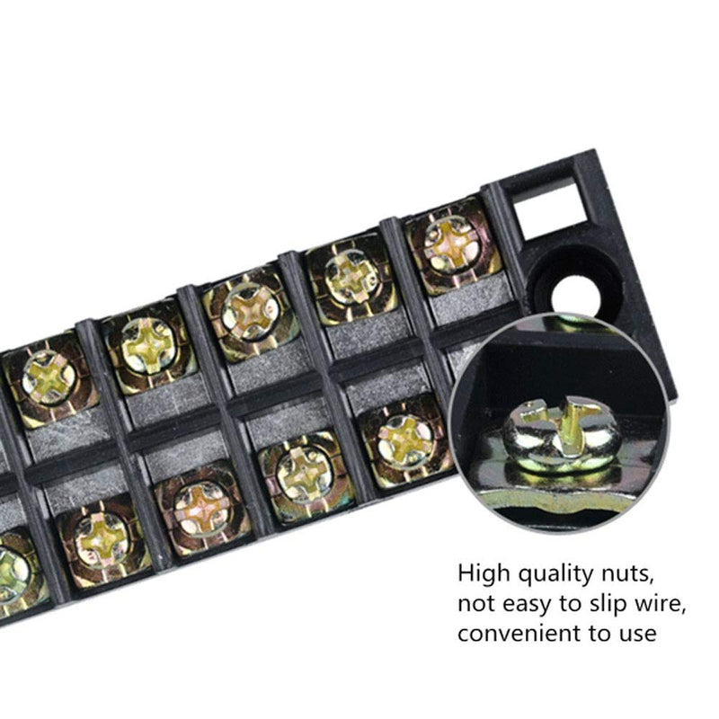 Summer-Home 5Pcs 15A 600V 12 Position Covered Dual Row Screw Terminal Barrier Strip Block Connector Bar