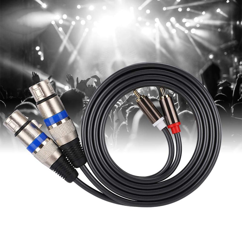 Dual for RCA Male to Dual XLR Female Audio Adapter Cable Patch Cord Double-row PVC Wire for Audio Connections from Microphone Mixers, Headphone Amplifiers, and other Equipment.