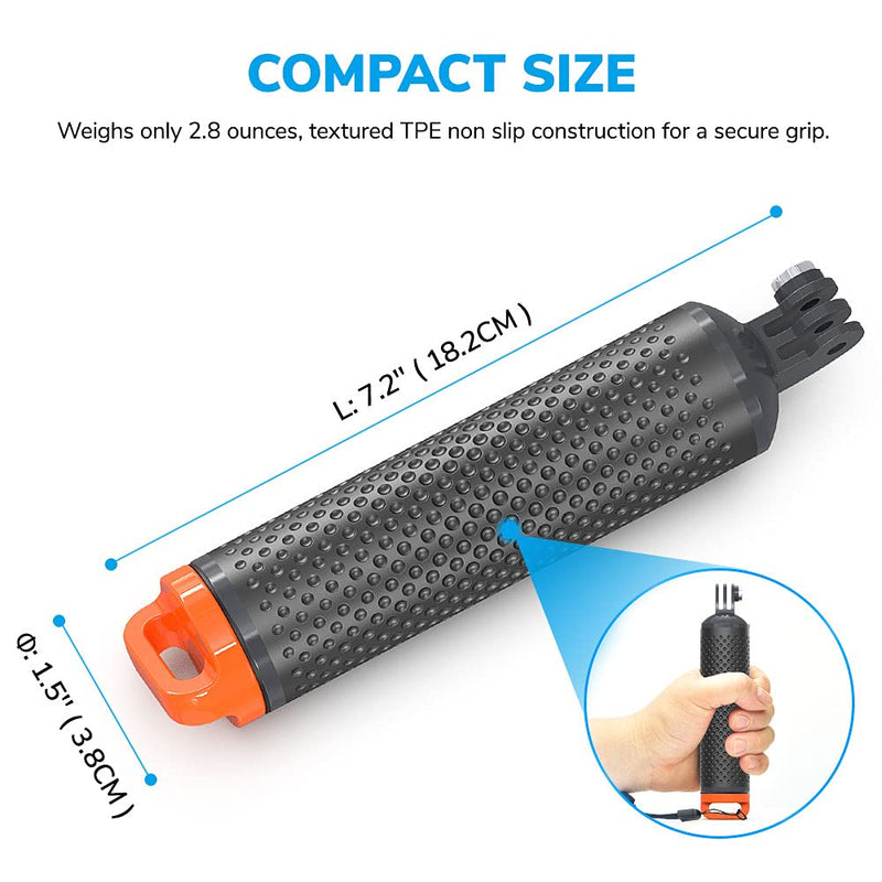 Sametop Floating Grip Camera Handle Compatible with GoPro Hero 10, 9, 8, 7, 6, 5, 4, Session, 3+, 3, 2, 1, Hero (2018), Fusion, Max, DJI Osmo Action Cameras Orange