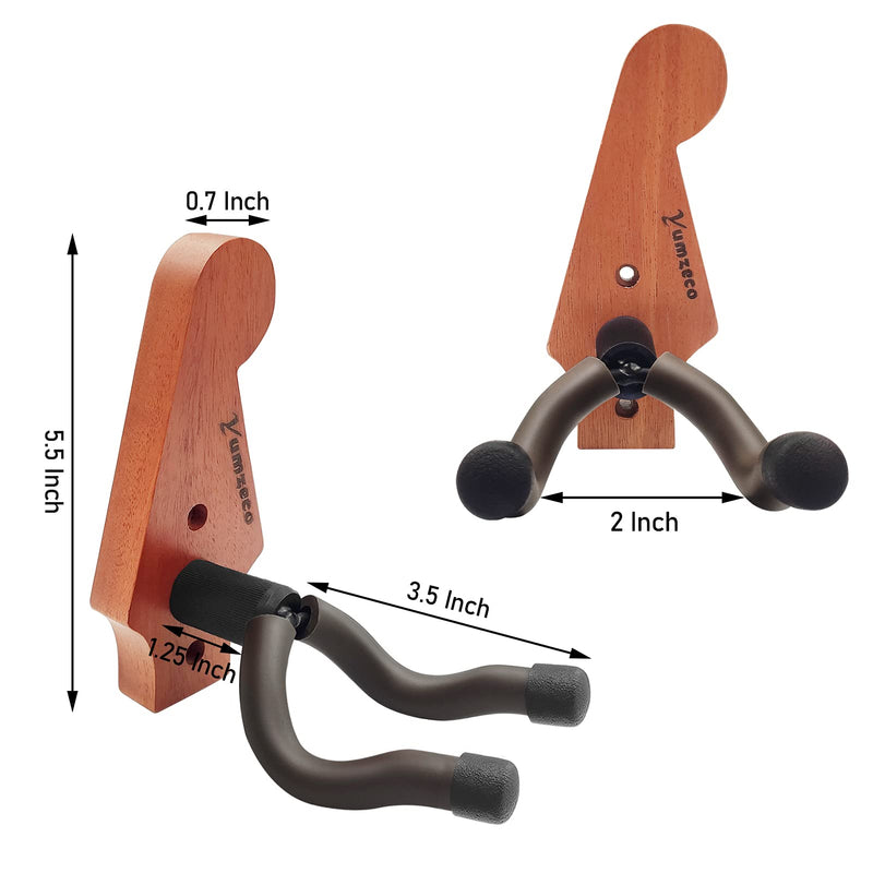 Yumzeco Guitar Wall Mount Guitar Hanger Acoustic Electric Guitar Stand Guitar Wall Hangers,Guitar Holder Wooden Guitar Stand Guitar Sccessories for Classical Bass Guitar Violin Ukulele Mandolins E1 -2 Packs