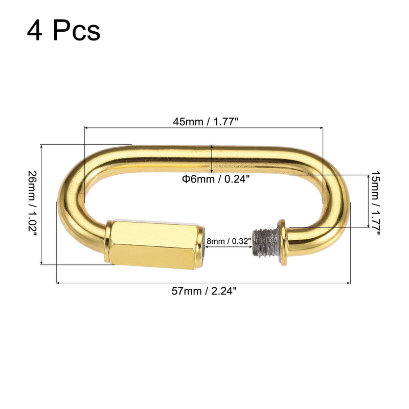 MECCANIXITY Chain Connector, 6mm Thick Quick Link Screw Lock Oval Clips for Chandelier Pendant Lights Electrophoretic Gold Pack of 4