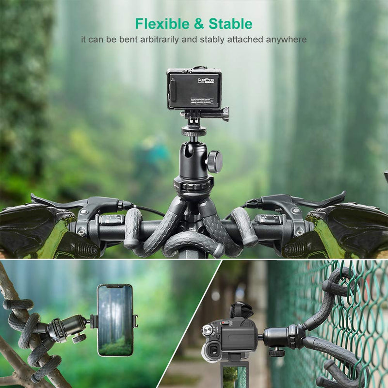 Zeadio Flexible Camera Tripod Kits, with Metal Ball Head Mount and Adapter for Camera,Camcorder, DSLR, Action Cameras etc