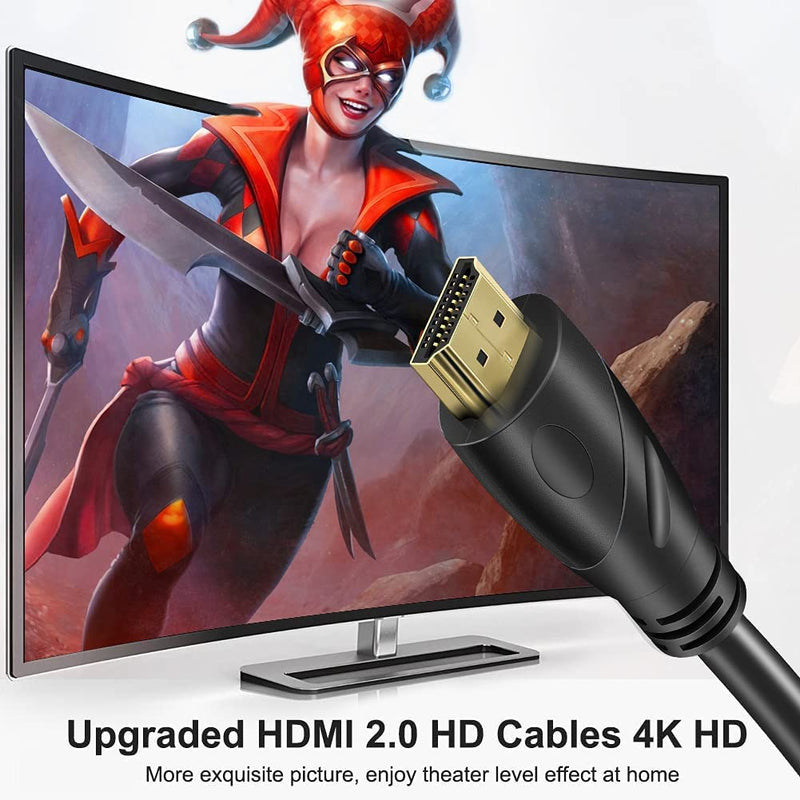 4K HDMI Cable - Rommisie (HDMI 2.0,18Gbps) Ultra High Speed Gold Plated Connectors,Ethernet Audio Return,Video 4K,FullHD1080p 3D Compatible with Xbox Playstation Arc PS3 PS4 PS9 PC HDTV (6FT, Black) 6FT