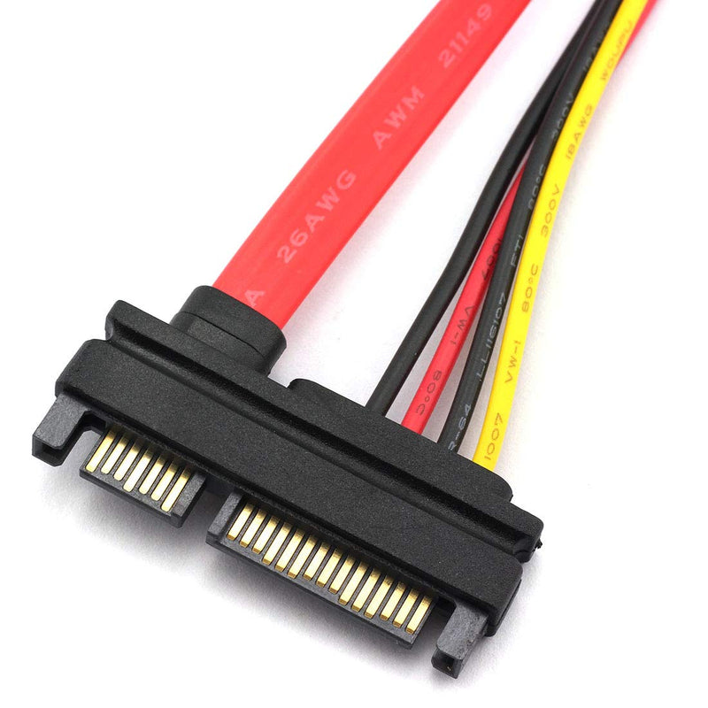 DZS Elec 2pcs 22Pin SATA Male to Female HDD Power Combo Extend Extension Cable 7Pin + 15Pin Serial ATA SATA Data and Power Combo Extension Cable 50cm