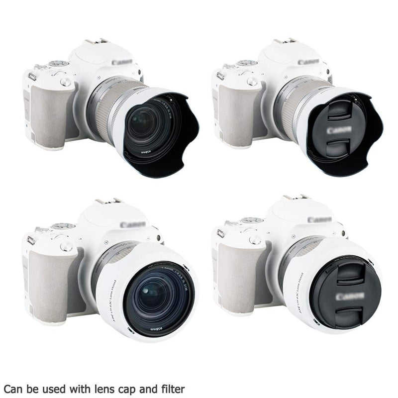 18-55mm Lens Hood Shade for Canon EF-S 18-55mm f/3.5-5.6 is STM & EF-S 18-55mm f/4-5.6 is STM Lens Replaces Canon EW-63C Hood for T8i T7i T6i T5i SL3 SL2 SL1 90D 80D 77D 70D Reversible Design -White White