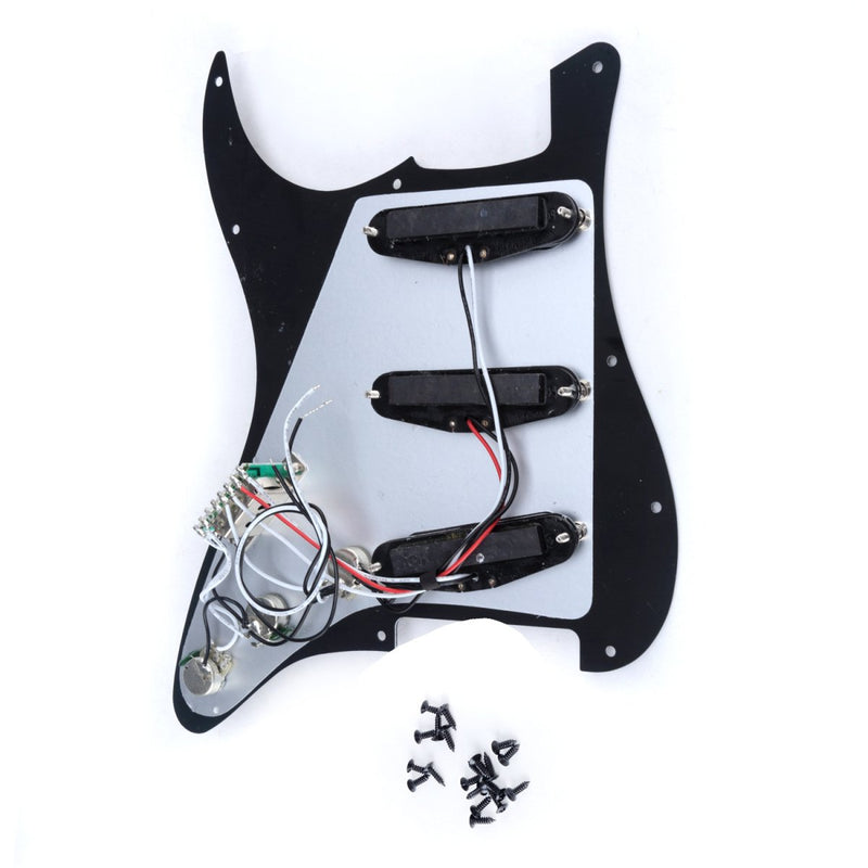 Musiclily Pro SSS 11 Hole Loaded Prewired Guitar Stratocaster Pickguard with Single Coil Pickups Set for Strat Style, 3Ply Black