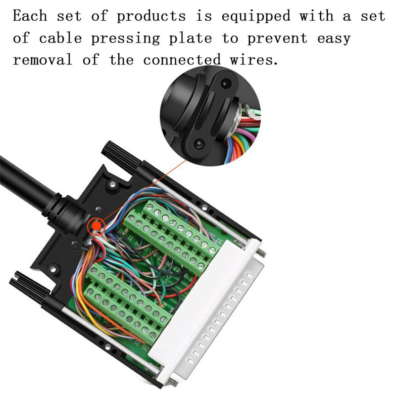 ANMBEST Thinner DB37 Solderless RS232 D-SUB Serial to 37-pin Port Terminal Female Adapter Connector Breakout Board with Case Long Bolts Tail Pipe