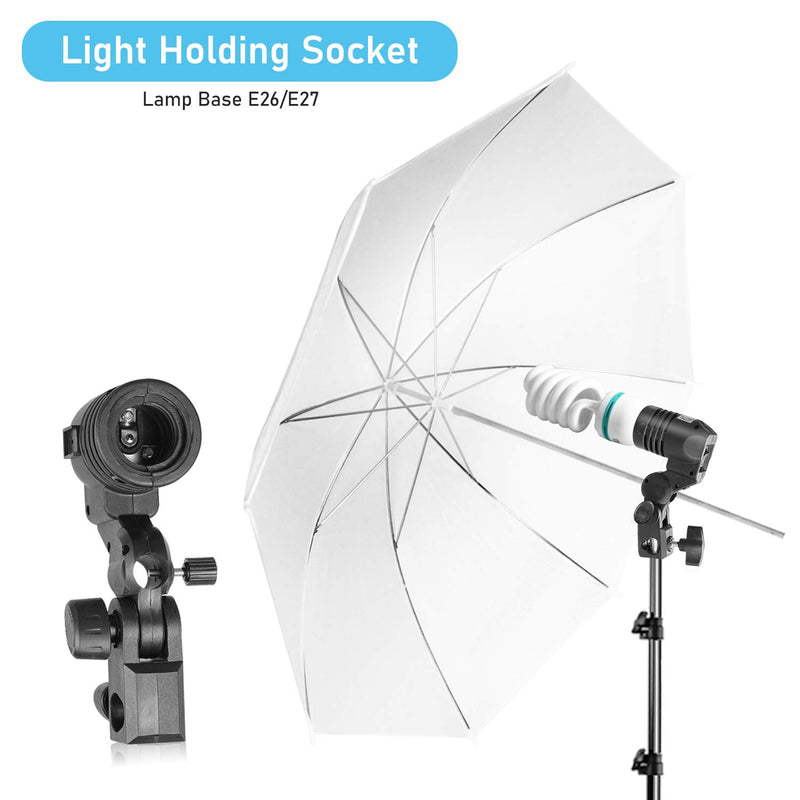 LimoStudio [2 PACK] E26 / E27 New AC Socket Light Stand Mount Lamp Holder with Umbrella Holder, AGG428