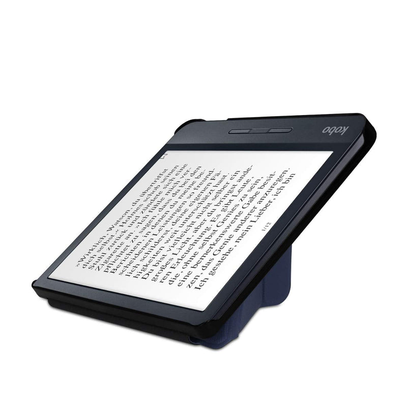 kwmobile Origami Case Compatible with Kobo Libra H2O - Case Ultra Slim Fit PU Leather Cover with Stand - Dark Blue