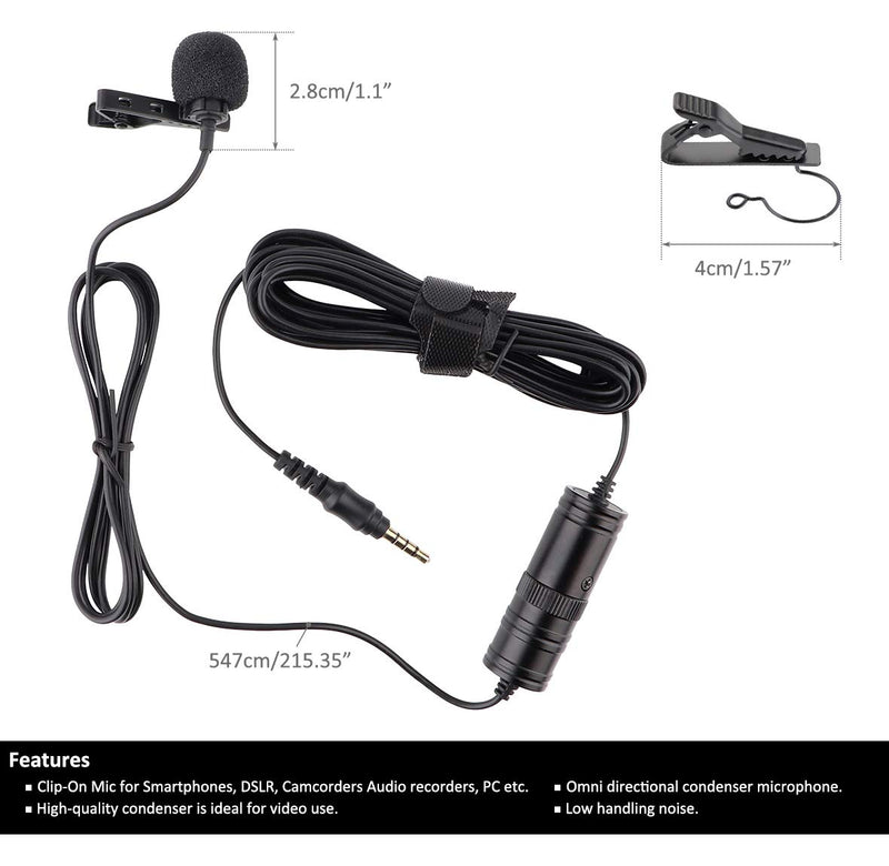 [AUSTRALIA] - Dreokee Lavalier Microphone, Mini Microphone Clip on Microphone 