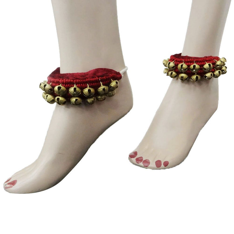 NEW Red Classical Dancing Indian Ethnic Ghungroo Anklet Women Jewellery 2 MRS,6.19