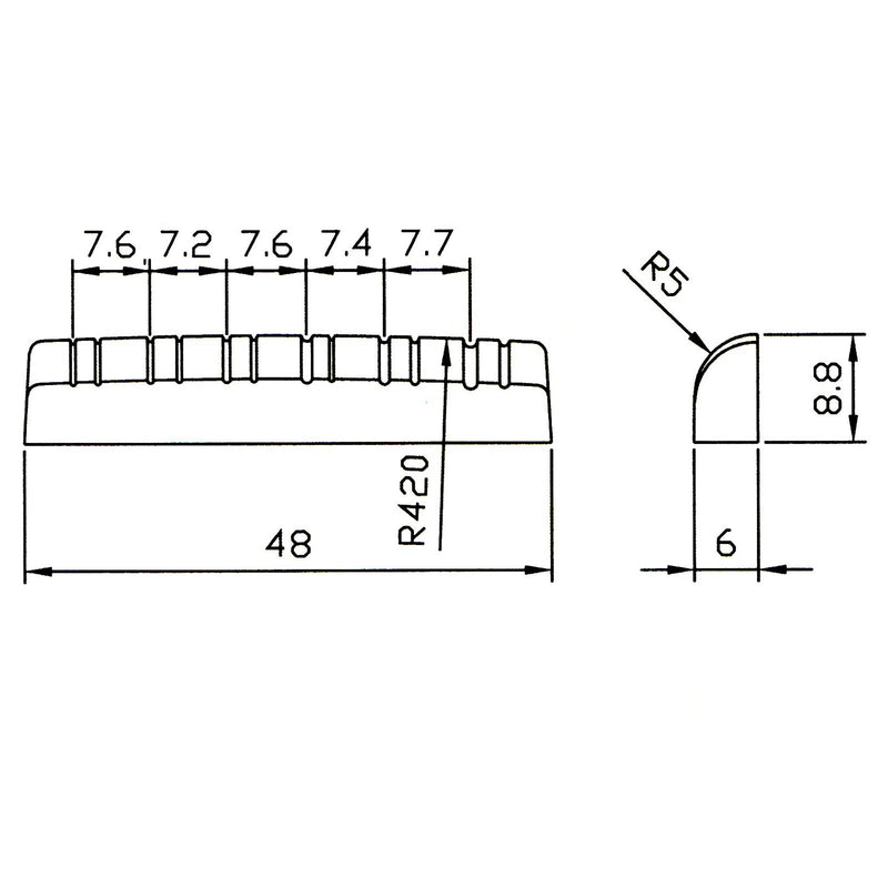 Twelve string guitar top nut 48mm x 6mm in Black, white or Ivory (Ivory)