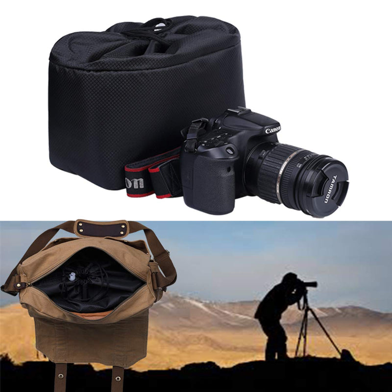 JAKAGO Shockproof Camera Insert Bag for SLR DSLR Mirrorless Camera Lens Flash Light Accessories Camera Pouch with Adjustable Dividers for Canon Nikon Sony Water Resistant Camera inner case(Black) Black