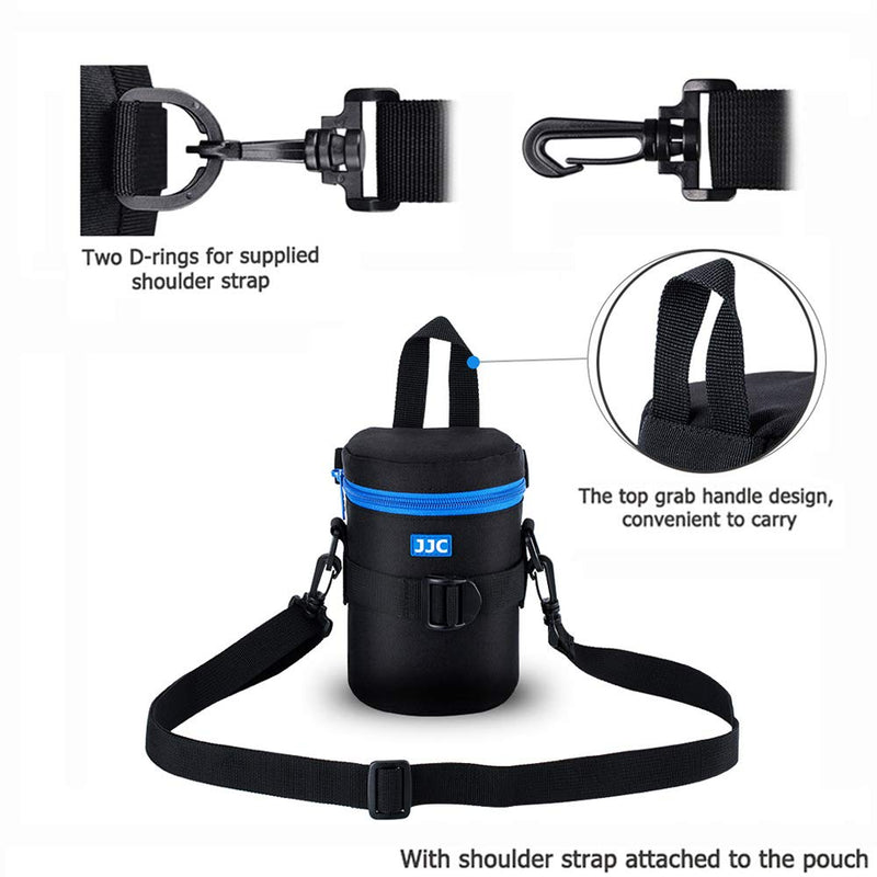JJC Camera Lens Pouch Case for Canon EF 35mm Nikon AF-S 55-200mm 18-300mm Tamron AF 18-200mm Fujifilm XF 56mm & More, Zipper Polyester Lens Protective Bag Interior Size 3.15x5.98” M
