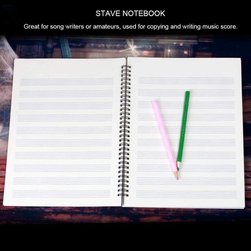 Manuscript Paper Notebook, 50 Pages Musical Notation Staff Notebook Music Manuscript Writing Paper (Black Piano)