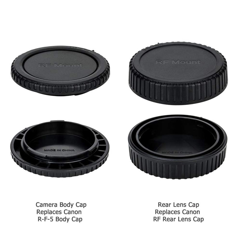 2 Pack RF Mount Body Cap Cover & Rear Lens Cap for Canon EOS R R5 R6 RP Full Frame Mirrorless Camera and RF Mount Mirrorless Lenses,with 2 Extra Hot Shoe Covers to Protector The Camera Hot Shoe For Canon EOS RF Mount