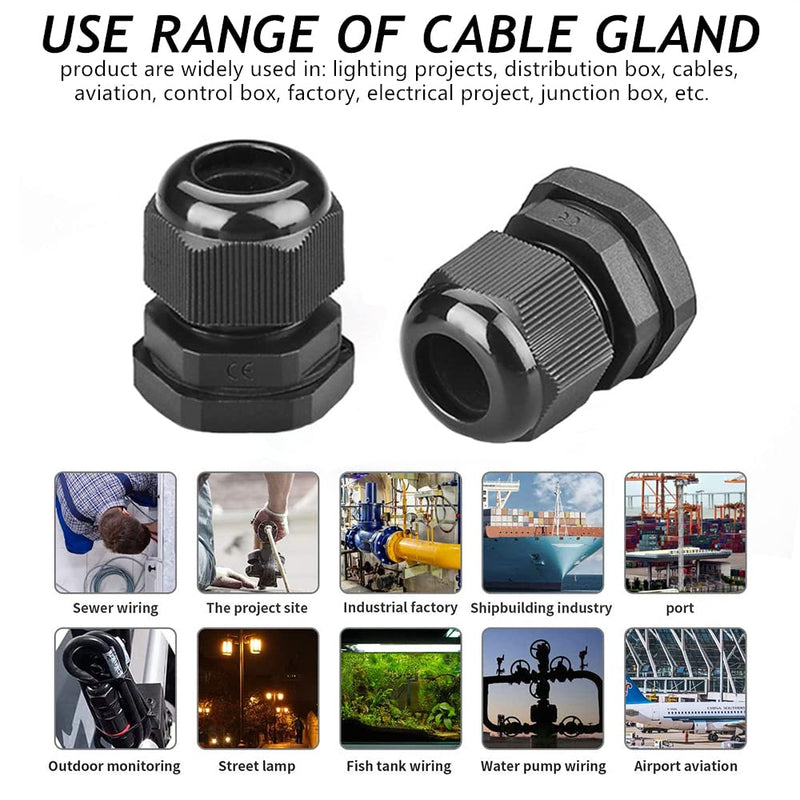 Cable Glands-PENGLIN 3/4" NPT Nylon Cable Connector, Strain Relief Cord Connector, IP68 Waterproof Adjustable Locknut(3/4 Inch (16-Pack)) 3/4 Inch (16-Pack)
