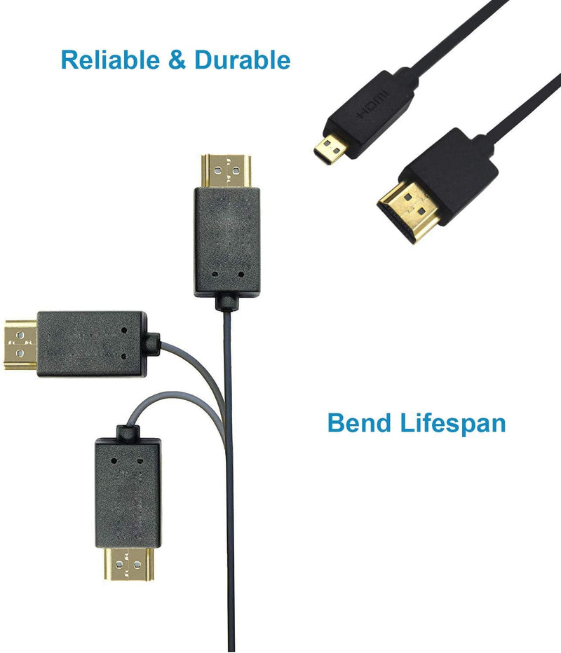 Duttek Micro HDMI to HDMI Cable, HDMI to Micro HDMI Cable, Extreme Slim Micro HDMI Male to HDMI Male Cable Support 1080P, 4K, 3D for GoPro Hero 8/7 Black,Sony A6500/A7,Canon Camera,etc(1M/3.3Feet) 1M/3.3 Feet