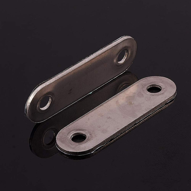Bettomshin 10 PCS Flat Fixed Straight Bracket Repair Board 2.24" x 0.63"Brushed Stainless Steel Surface Connection Angle Bracket Gusset Plate
