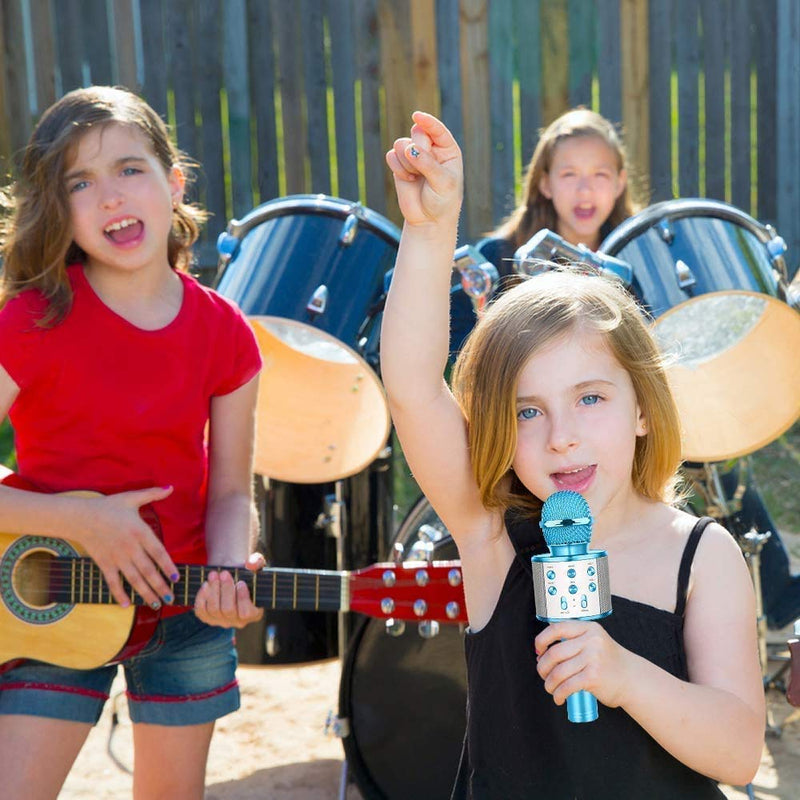 [AUSTRALIA] - Wireless Bluetooth Karaoke Microphone,Rechargeable Kids Microphone Karaoke Machine,Professional Handheld Karaoke Mic Speaker Home KTV Kids Birthday Party - Best Gifts for Kids Adults (Blue) Blue 