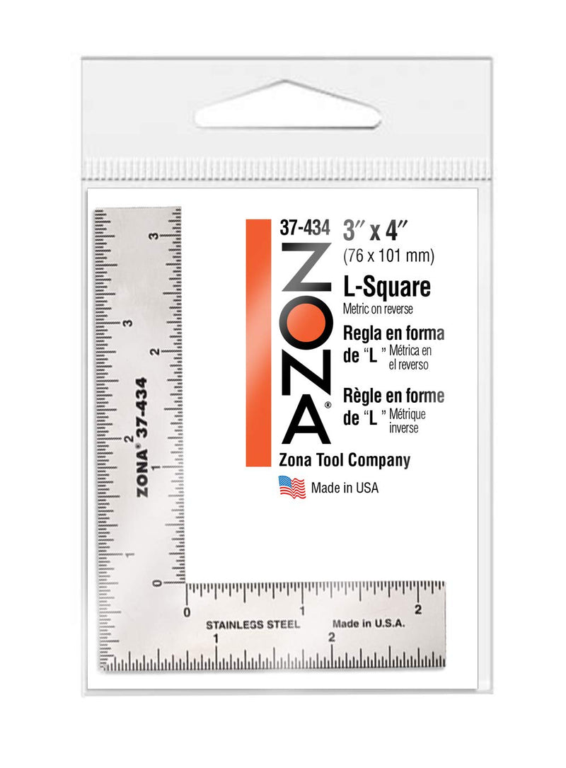 Zona 37-434 L-Square, Stainless Steel, 3-Inch x 4-Inch