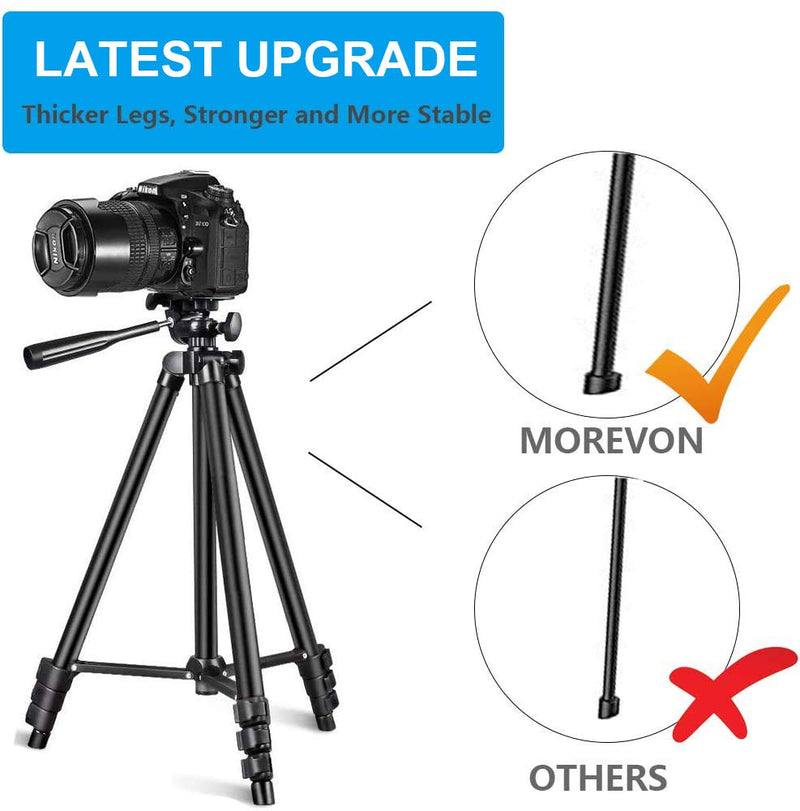 MOREVON Tripod for ipad, [Latest Upgrade] 53" Tripod for iPhone Camera Tablet, Lightweight Aluminum Tripod Stand with Remote, Universal 2 in 1 Phone/Tablet Holder, for Smartphone, Tablet, Camera Black
