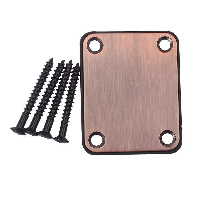 Alnicov Electric Guitar Neck Plate with 4 Screws For Strat Tele Style Electric Guitar Bass Bronze