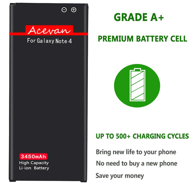 Note 4 Battery Acevan 3450mAh Battery Replacement for Samsung Galaxy Note 4 N910 AT&T N910A Verizon N910V Sprint N910P N910T N910U LTE N910F Galaxy Note 4 Batteries