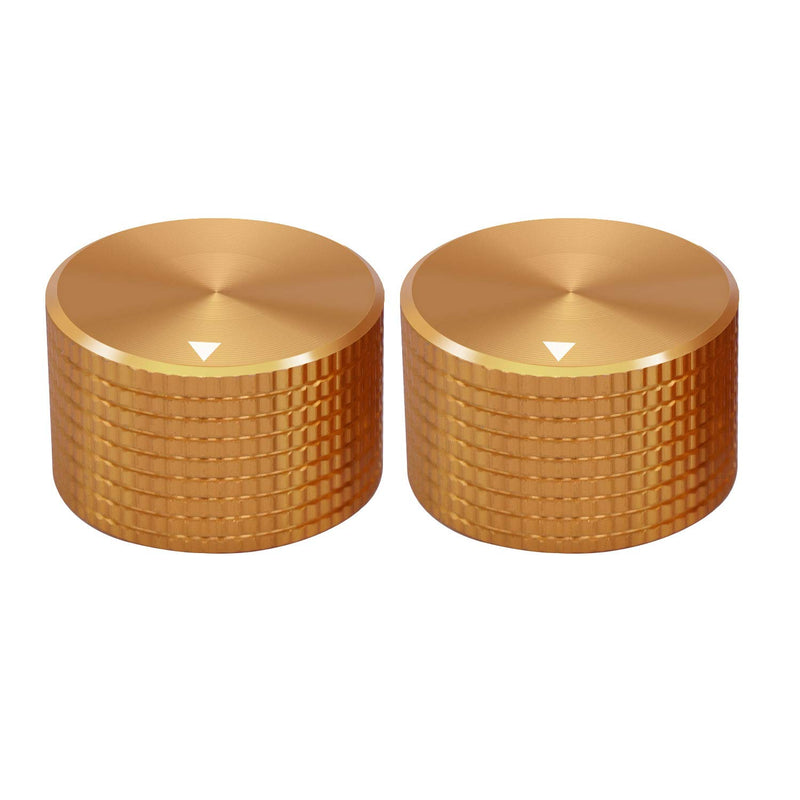Taiss/ 2pcs Golden color Aluminum Rotary Electronic Control Potentiometer Knob For 6 mm Diameter Shaft, Volume Control Knob, Audio knob, Guitar Knob，Switch Knob, 25mm dia. x 15mm height gold