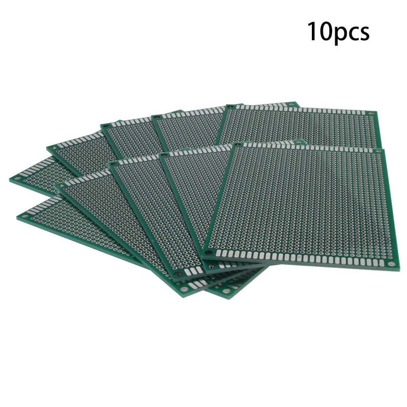 Heyiarbeit 10Pcs 8x12cm Double Sided PCB Board Tinned Through Holes Universal Printed Circuit Proto Board for DIY Soldering Electronic Projects Practice Test Circuit